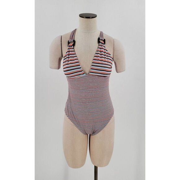 Nanette Lepore Swimsuit One Piece Womens Striped Size Large - Picture 1 of 12